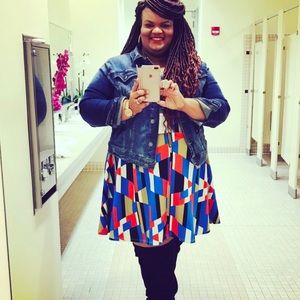 Sleeveless mosaic dress Cute with a jacket & boots or in the summer with sandals